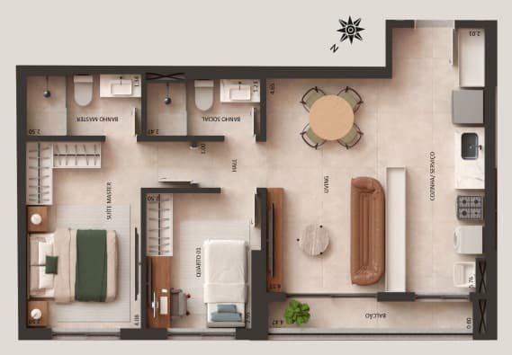 Planta ilustrativa 63 m²