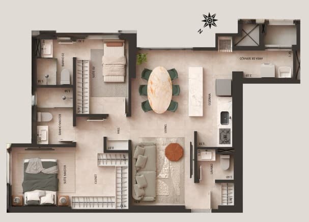 Planta ilustrativa 80 m²